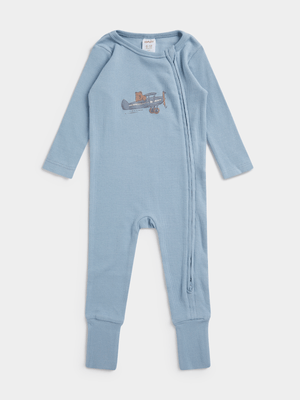 Cotton On Baby Blue The Long Sleeve Rib Romper