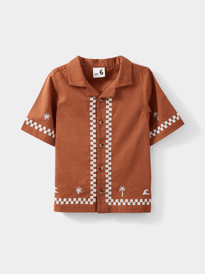 Cotton On Kids Boy Brown Cabana Short Sleeve Shirt