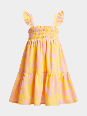 Exact Older Girl's Orange Tropical Print Dress