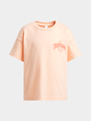 Exact Older Girl's Orange Back Graphic Print T-Shirt