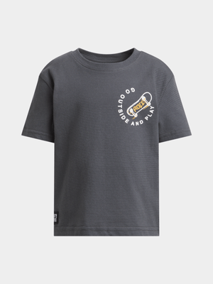 Exact Younger Boy's Charcoal Textured Graphic T-Shirt