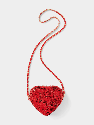 Cotton On Kids Red Sequin Mini Heart Bag