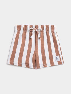 Jet Toddler Boys Brown Stripe Fleece Shorts