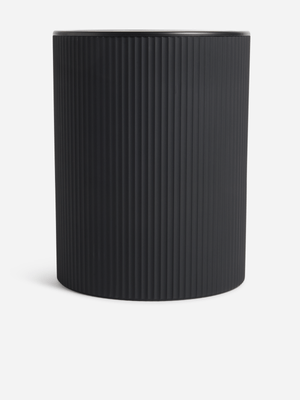 Jet Home Black Ribbed Bathroom Bin