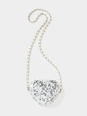 Cotton On Kids White Sequin Mini Heart Bag