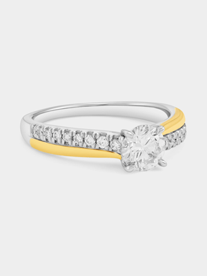 Yellow Gold & Sterling Silver 0.87ct Lab Grown Diamond Round Solitaire Ring