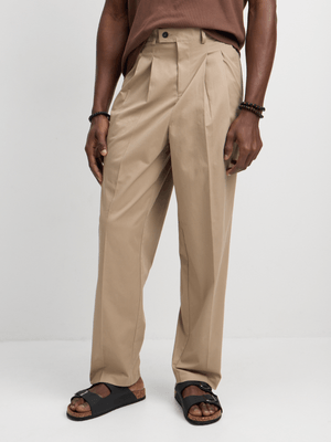 Jet Mens Dark Stone Baggy Pleated Chino