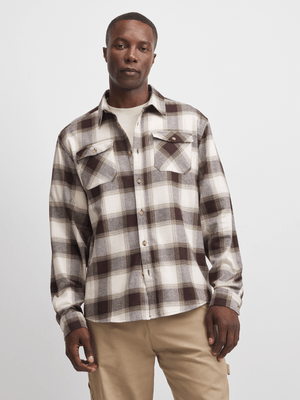Exact Men's Brown Flannel Checked Shirt