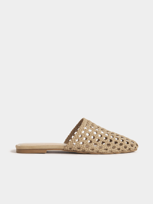 Square Toe Weave Slip On Sandals