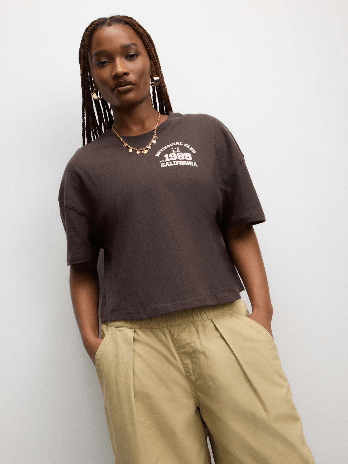 The FIX Women's Brown Boxy Graphic Top | Bash