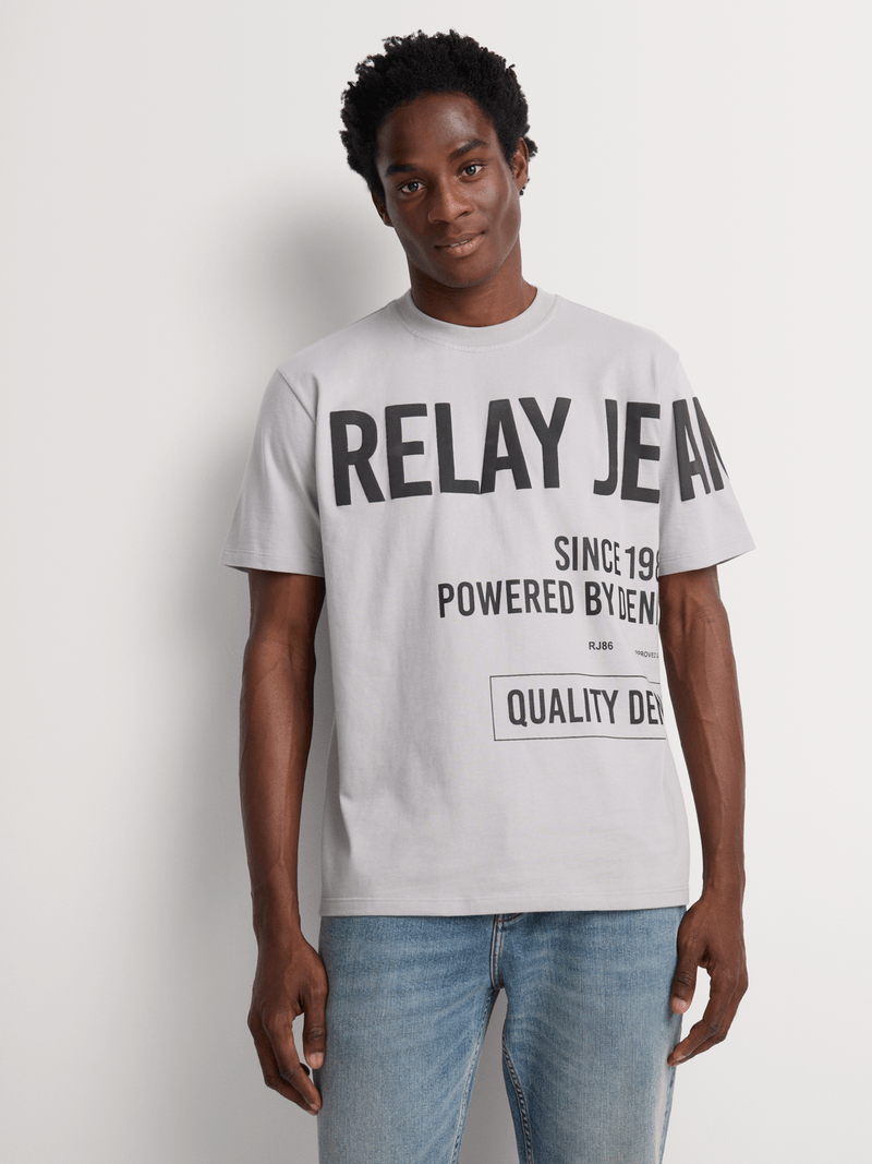 Relay Jeans Men's Relaxed Multi Panel Grey Graphic T-Shirt