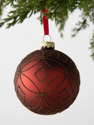Mosaic Glass Bauble Burgundy
