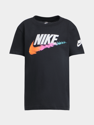 Nike Girls Kids Brandmark Swoosh Black T-Shirt