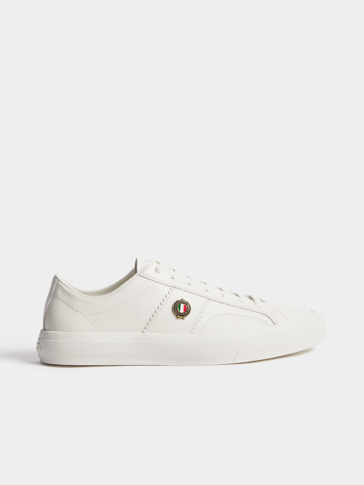 Fabiani Men's White Ingot Leather Side Stripe Court Sneakers | Bash