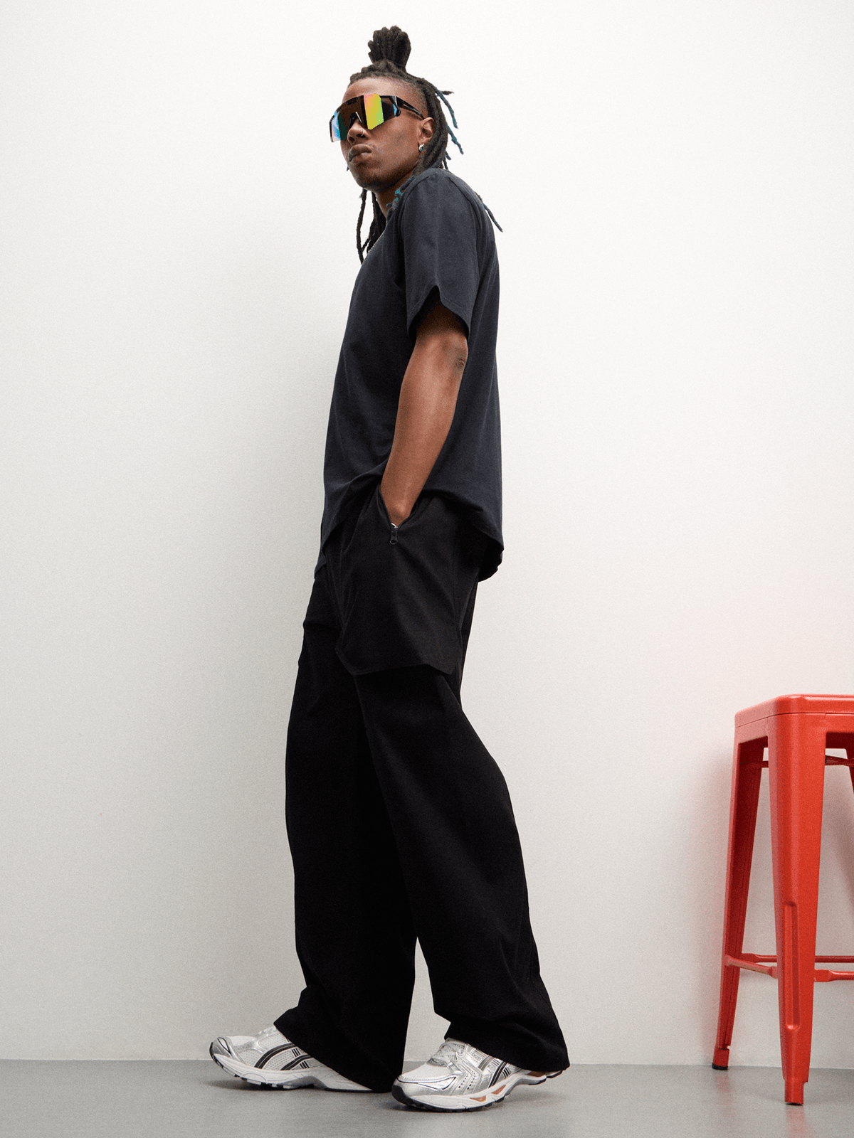The FIX Men's Black Twill Wide Leg Pants | Bash