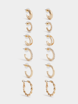 6 Pack Hoops Earrings