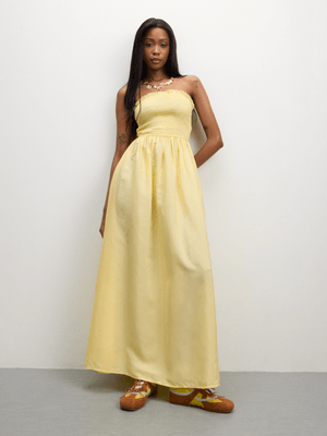 The FIX Women's Lemon Bandeau Ruched Dress