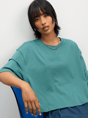 adidas Originals Women's Essentials Cropped Teal T-Shirt