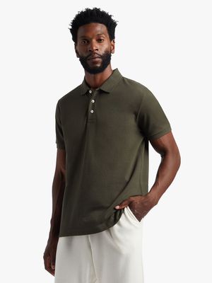 TS Mens Everyday Pique Olive Green Golfer