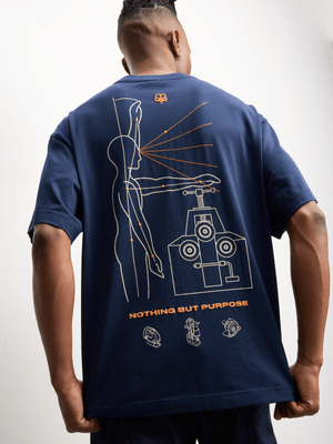 Anatomy Men's Oversized Human Woodcutter Navy T-Shirt