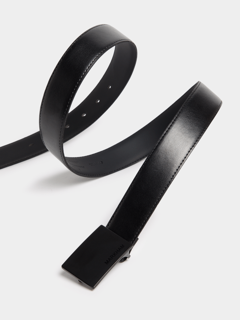 Markham Men's Branded Plate Black Belt Bash
