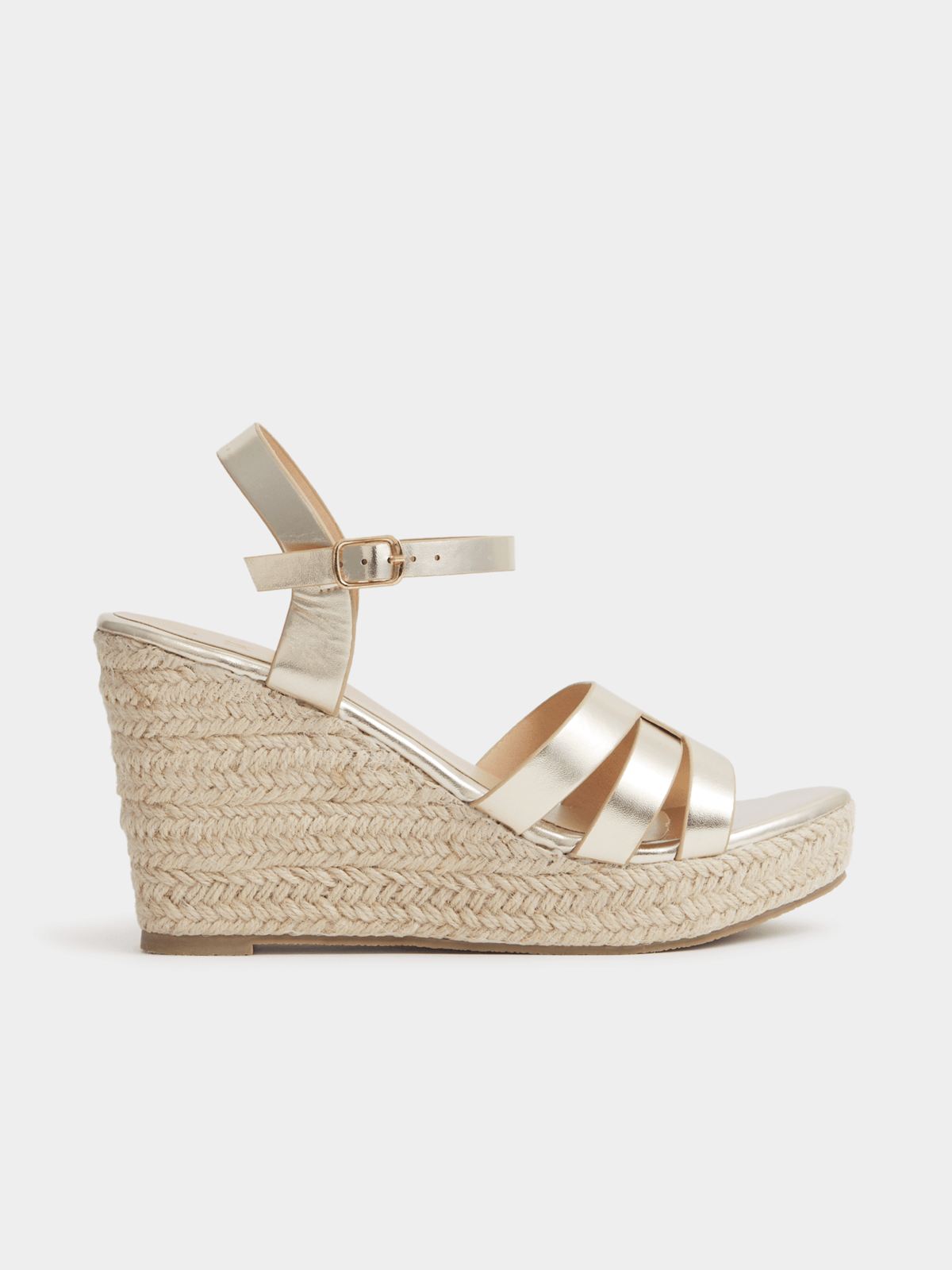 Jet Women's Gold Ankle Tie Espadrill Wedges | Bash