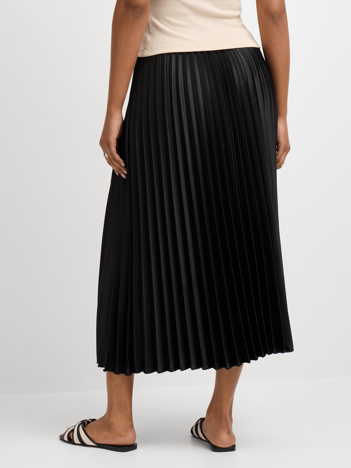 Jet Women's Black Satin Pleated Skirt | Bash