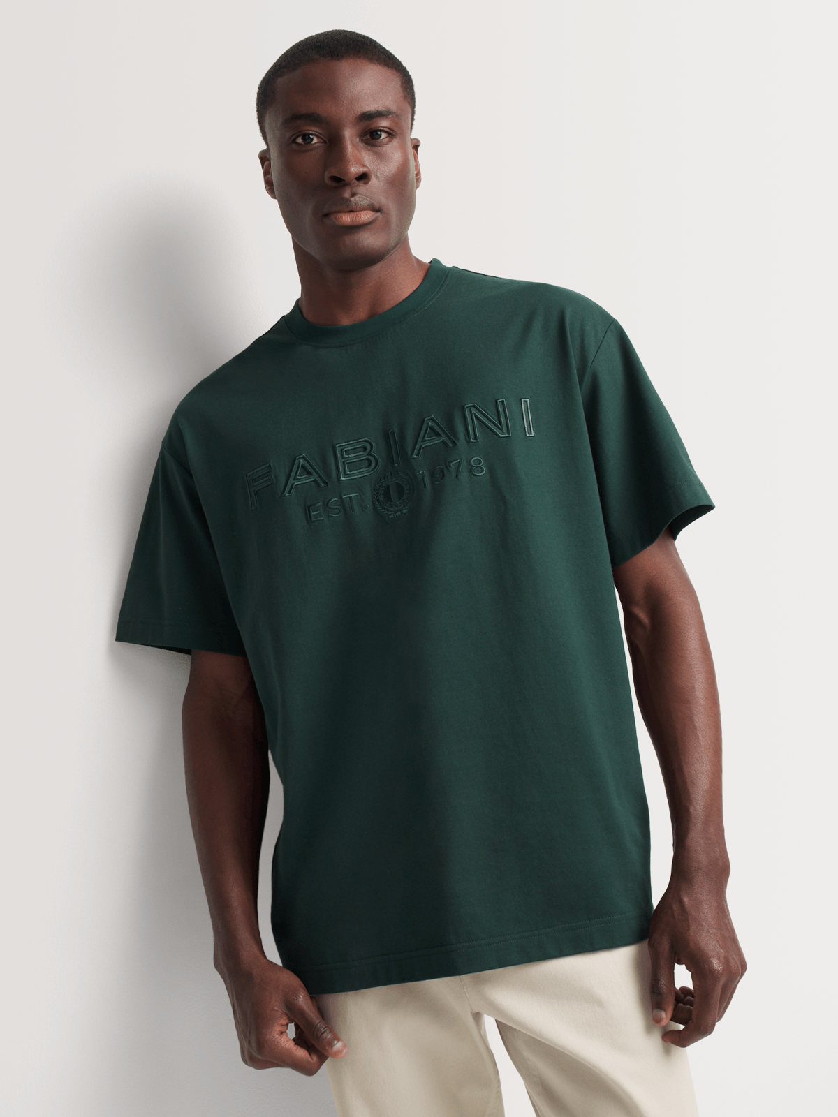 Fabiani Men's Green Embroidered Logo T-Shirt Bash