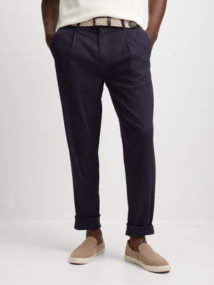 Exact Men's Blue Pleated Chinos