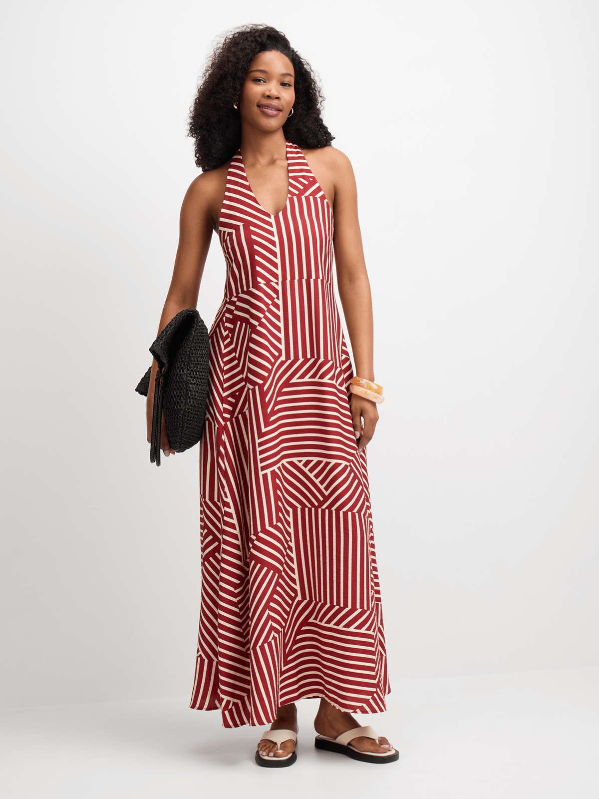 red and white halter dress White Red Cherry Halter Dress