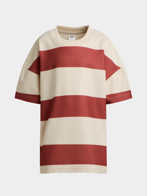 Jet Younger Boys Ecru/Brown Stripe T-shirt