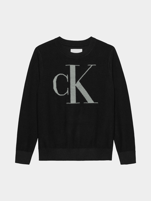 Boys Calvin Klein Black Monogram Reg. Sweater