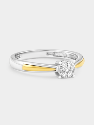 Yellow Gold & Sterling Silver Lab Grown Diamond Round Ring