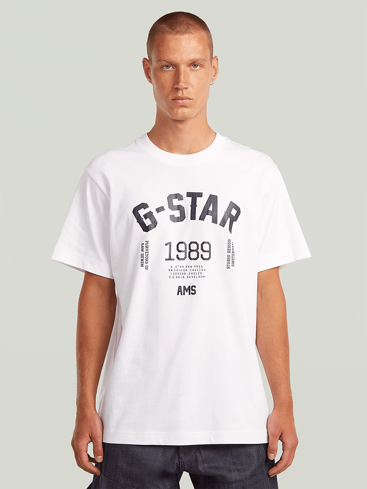 G-Star Men's 89 Back GR Loose White T-Shirt Bash