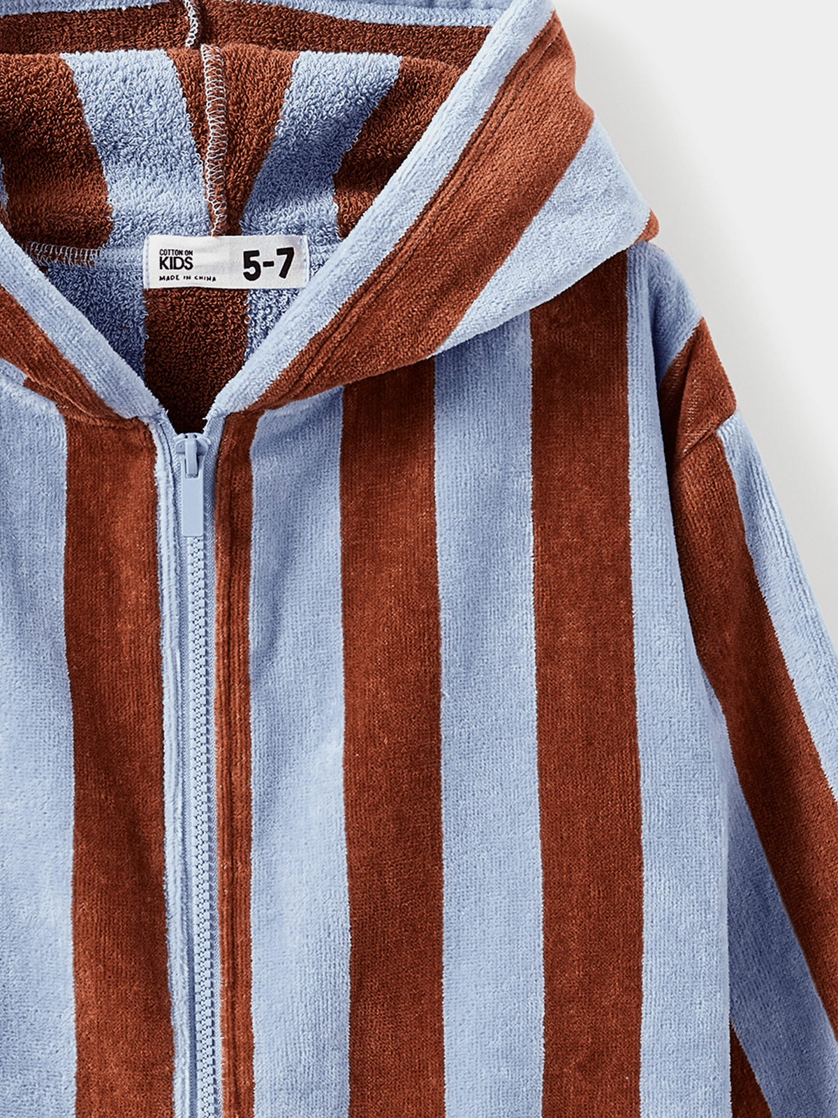 Cotton On Kids Light Blue Zip Thru Hooded Towel Bash