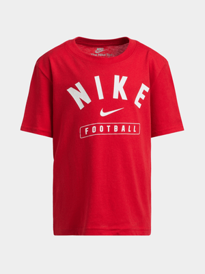 Nike Boys Kids Football Field Sport Red T-Shirt