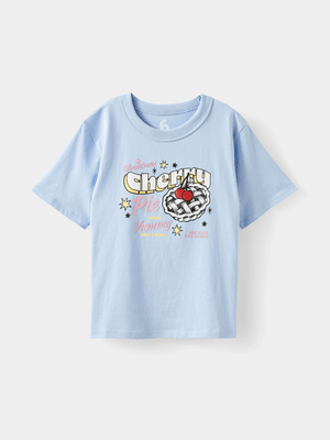 Cotton On Kids Girl Light Blue Poppy Oversize Graphic T-shirt