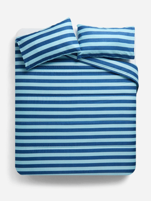 Jet Home BF 2Tone Blue Stripe Comforter Queen