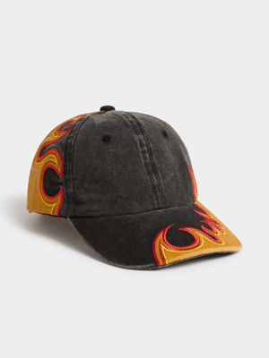 The FIX Unisex Red Yellow Pigment Wash Flame Cap