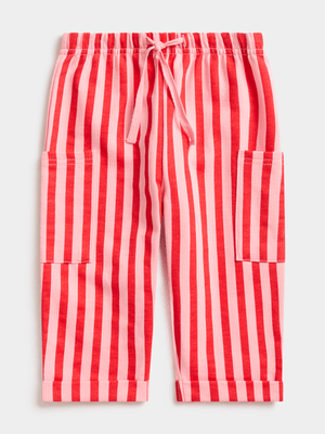 Jet Toddler Girl Pink and Red Stripe Casual Pants