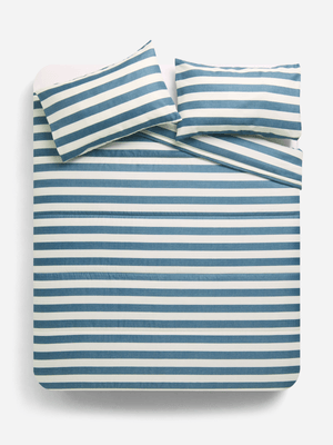 Jet Home BF Blue & Cream Stripe Comforter Queen
