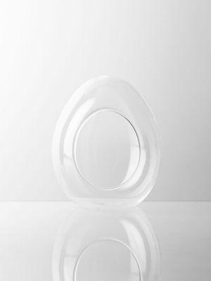 Glass Egg Shaped Candle Holder Vase Clear Small
