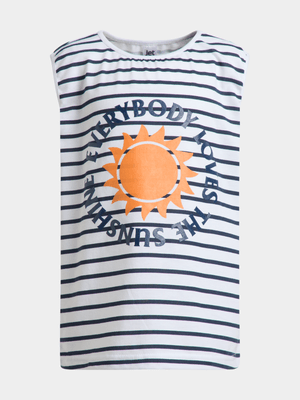 Jet Younger Boys White Stripe Match Vest