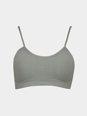Exact Women's Grey Ribbed Seamless Bra