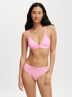 Women's Cotton On Pink Everyday Lace Triangle Padded Bralette