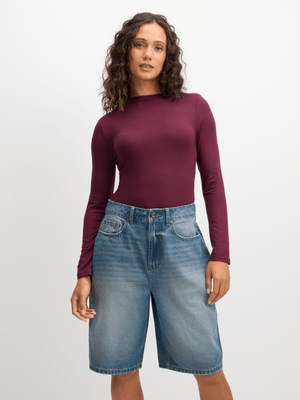 Exact Women's Mid Wash Relaxed Denim Shorts