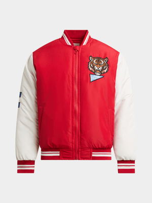Exact Older Boy's Red Varsity Bomber Jacket