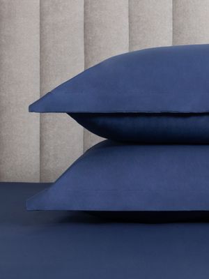 Sheraton Textiles Cotton Percale 200 Thread Count Pillowcases Estate Blue
