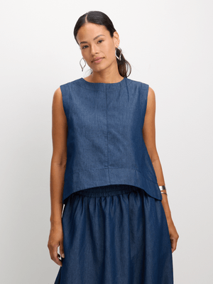 Jet Women’s Dark Wash Chambray Vest Top Set