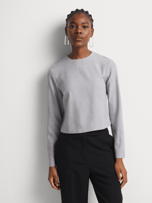 Tailored Zip Detail Long Sleeve Shell Top